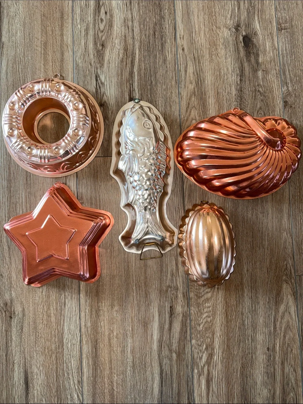 Copper-Tone Decorative Baking Mold Set - 5-Piece